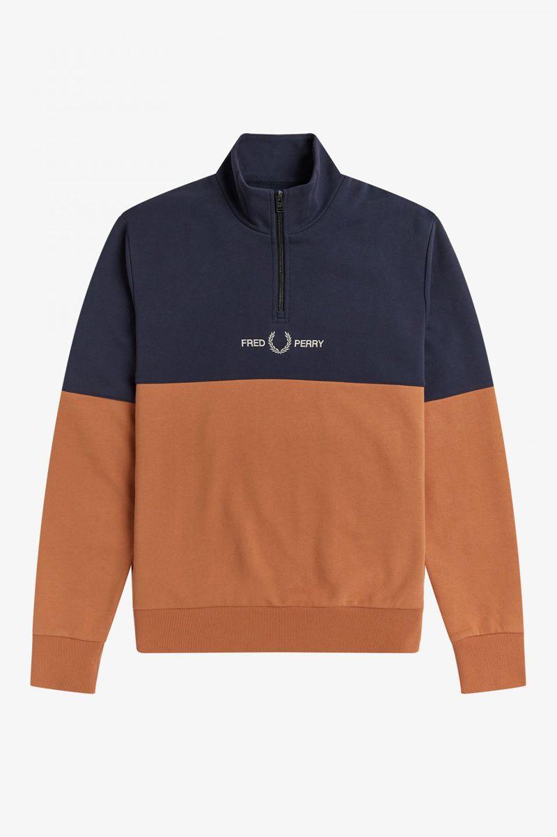 Bronze Fred Perry Colour Block Half Zip Men's Sweatshirts | PH 1565AHKP